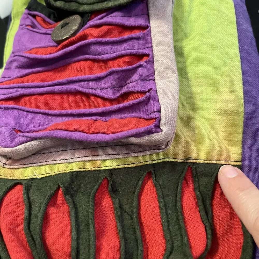 Hobo Style Multi-Colored Distressed 100% Cotton Bags Hand Made In Nepal